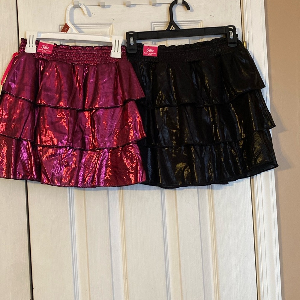 Justice Girls tiered ruffle skirt with built-in short; size: M(10)